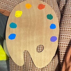 Bob Ross Halloween Wooden Artist Palette with Colorful Paints